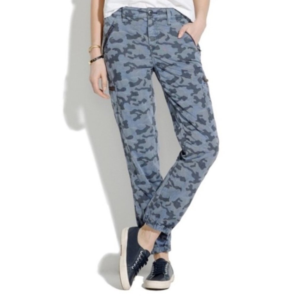 Madewell Blue Camo Pants with Zipper Details 25